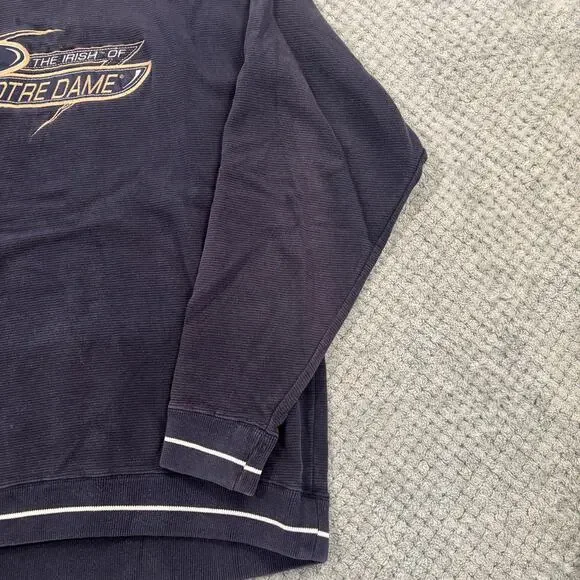 VTG 90's Notre Dame Fighting Irish Navy Faded Crewneck Sweatshirt Sz L - Picture 4 of 8